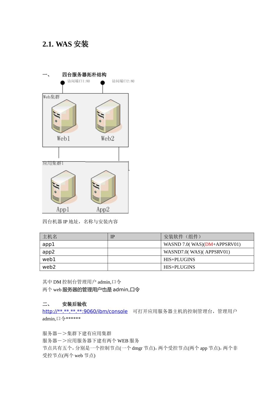 WAS集群部署方案及安装配置手册_第2页