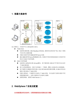 WAS集群部署方案及安装配置手册