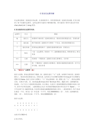 C语言位运算详解