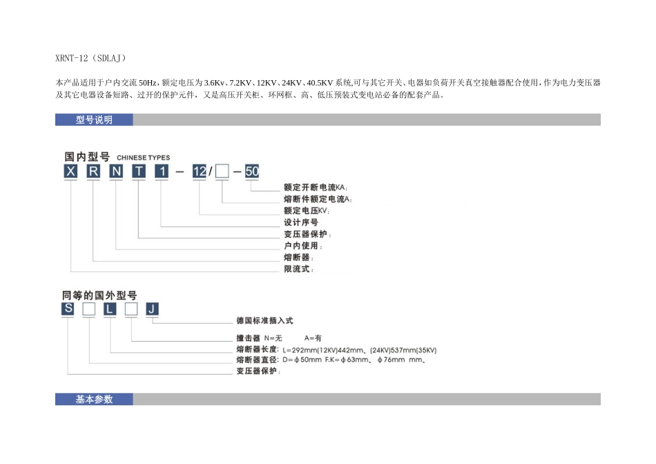 XRNT变压器保护用高压限流熔断器_第1页