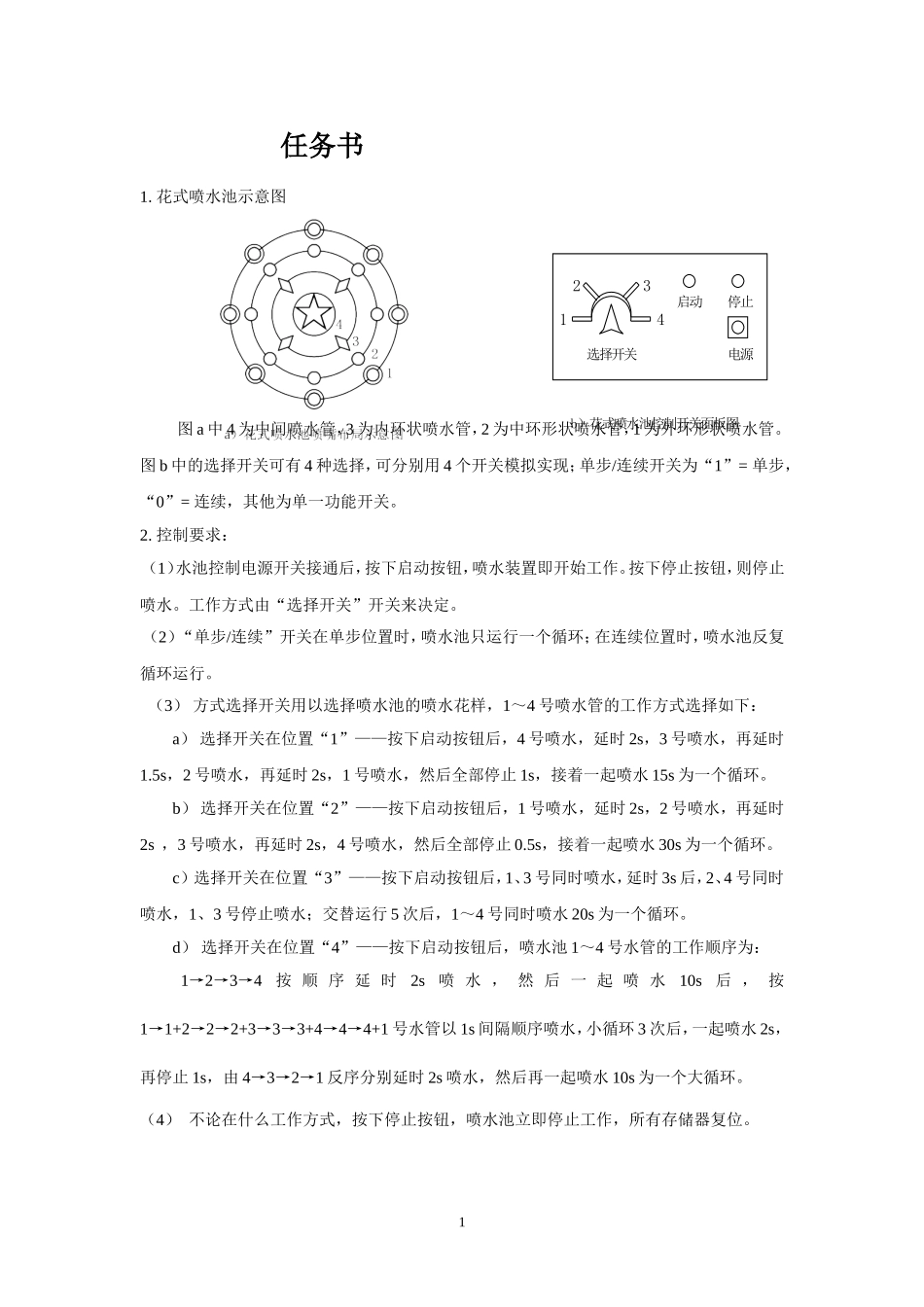 PLC花式喷泉课程设计_第1页