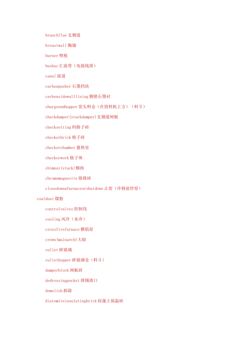 玻璃窑炉相关英文术语大全_第2页