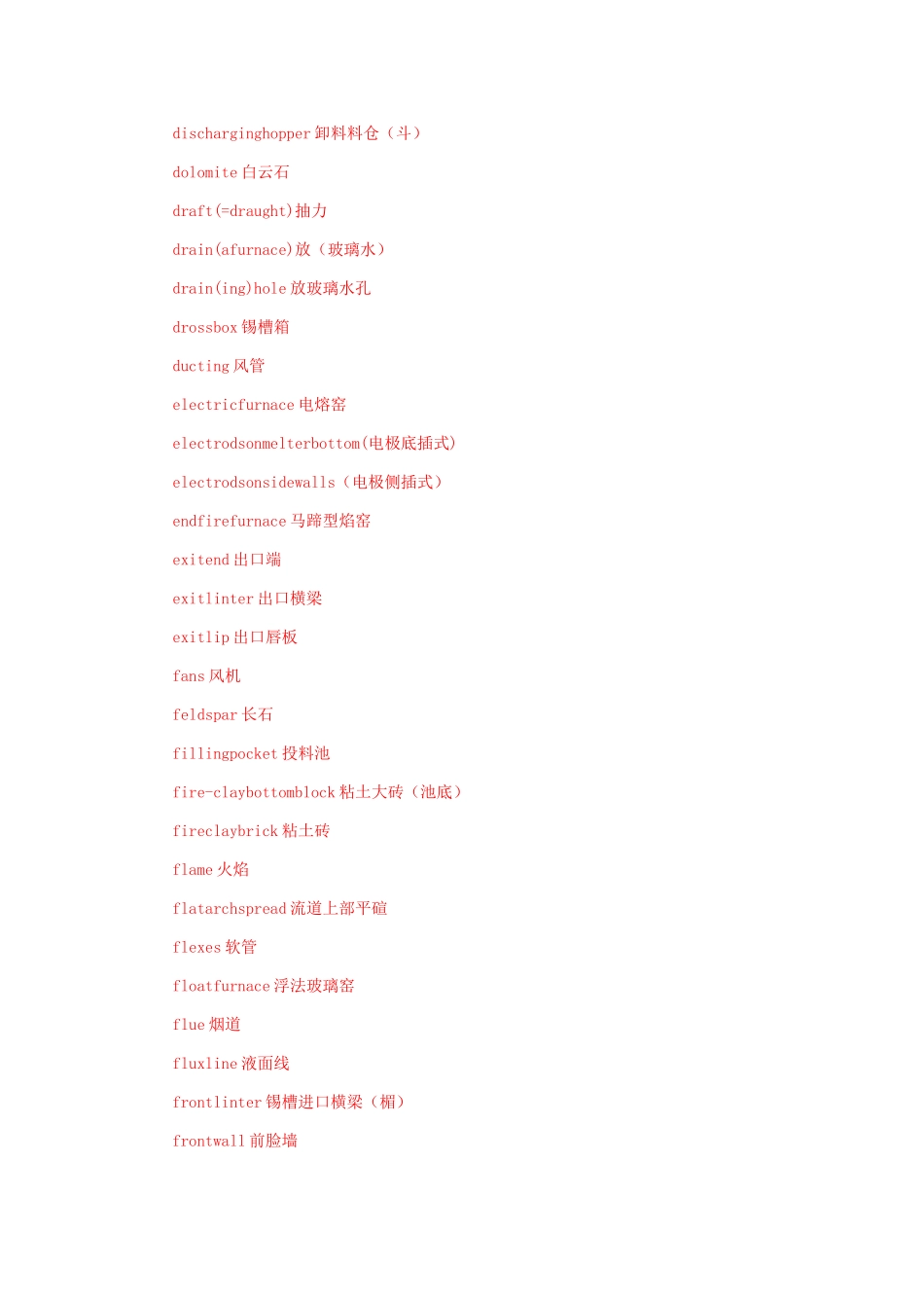 玻璃窑炉相关英文术语大全_第3页