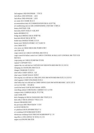 舱室名中英对照