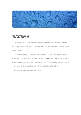 RealFlow 翻译教程13——雨点打湿效果贴图