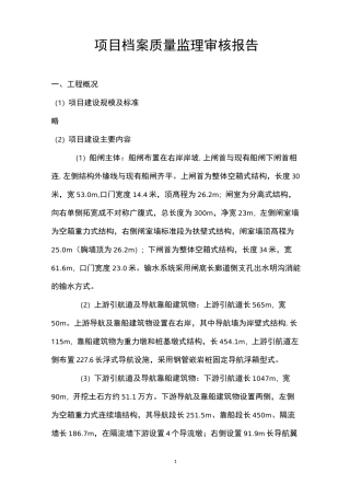 项目档案验收审核报告