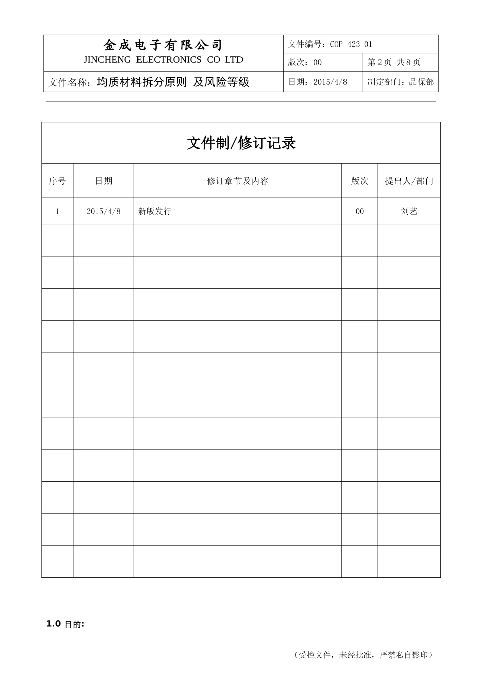 COP-743-01 均质材料拆分原则及风险等级管控程序_第2页