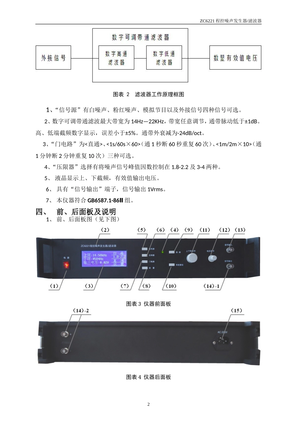 ZC6221噪声信号发生器可调数字滤波器说明书_第3页