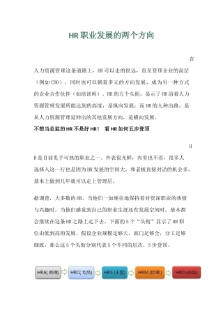 HR职业发展的两个方向