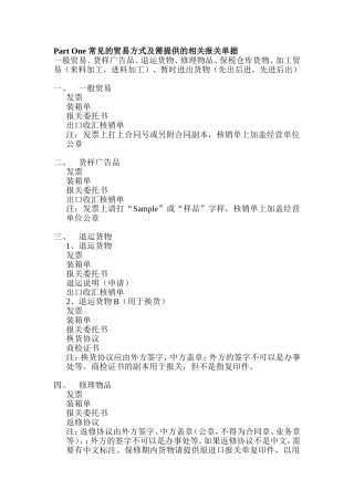 常见的出口贸易方式及需提供的相关报关单据