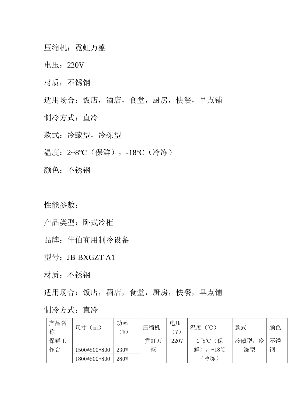 保鲜工作台产品说明_第2页