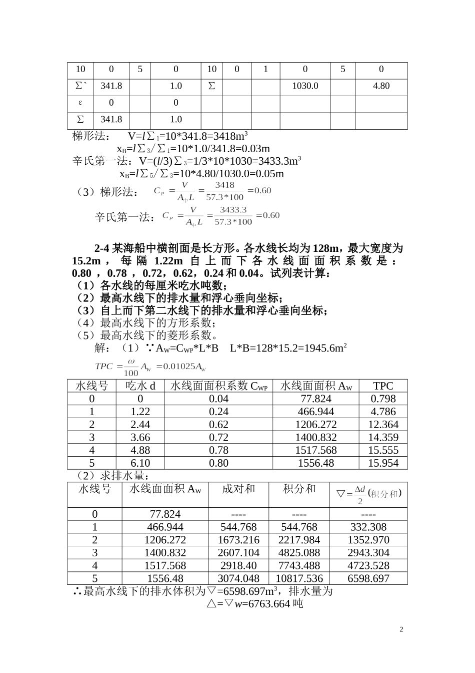 船舶j静力学(习题)第二章_第2页
