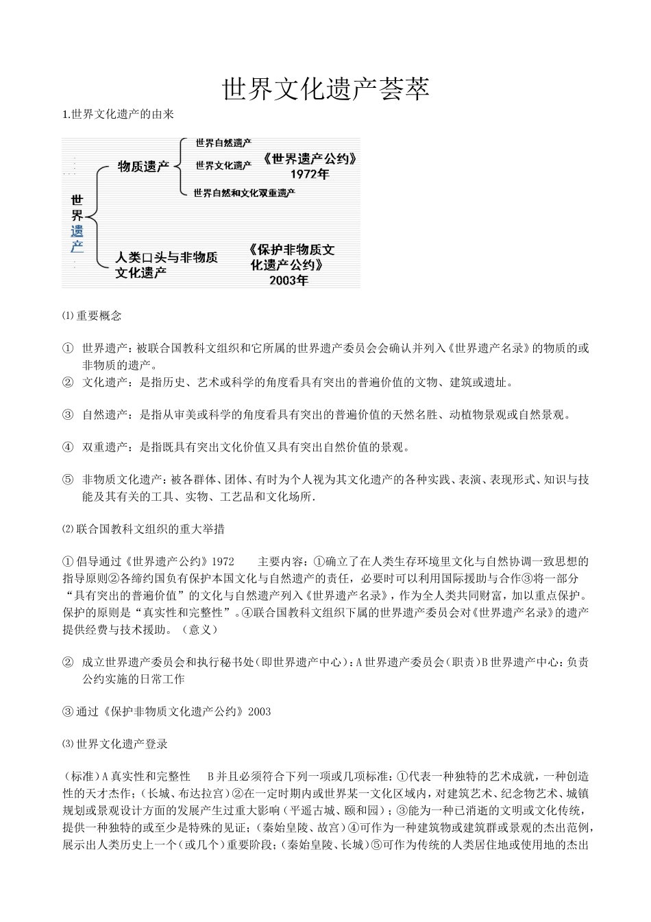 《世界文化遗产荟萃》知识总结_第1页