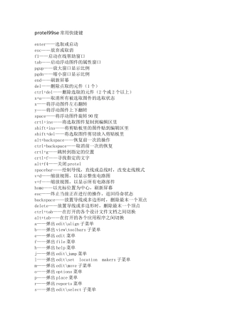 protel99se常用快捷键