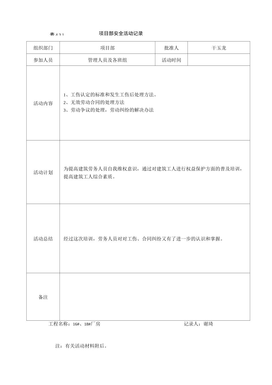 项目部安全活动记录会议记录_第3页