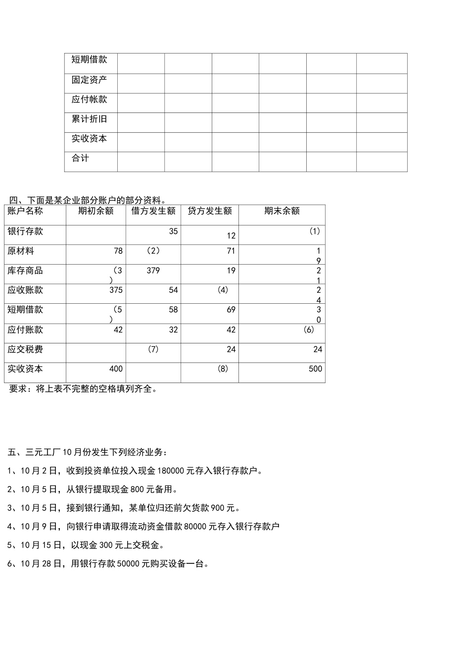 试算平衡表练习及答案_第3页