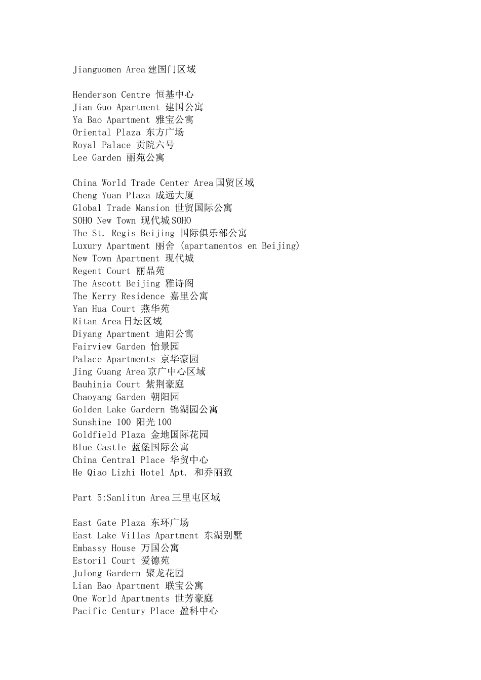 北京区域中英文对照_第1页