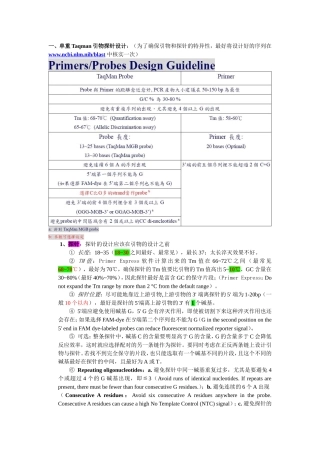 Taqman设计总结