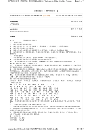 NPT螺纹参数 基础理论