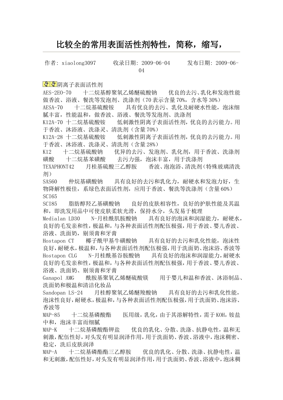 比较全的常用表面活性剂特性_第1页