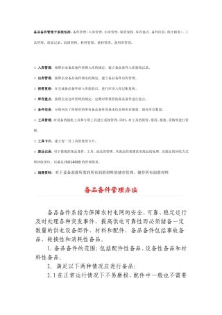 备品备件管理子系统包括