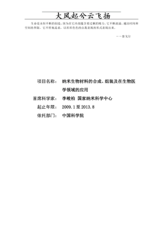 Rjmpnp纳米生物材料的合成、组装及在生物医学领域的应用