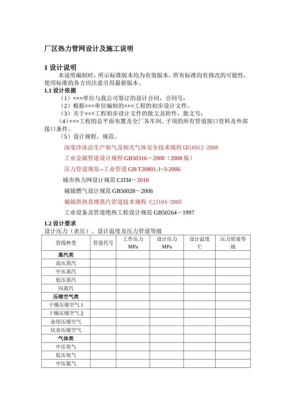 厂区热力管网设计及施工说明_第1页