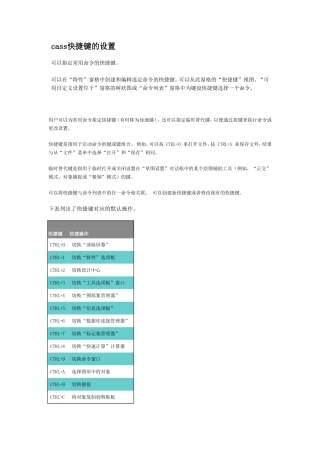 cass快捷键的设置