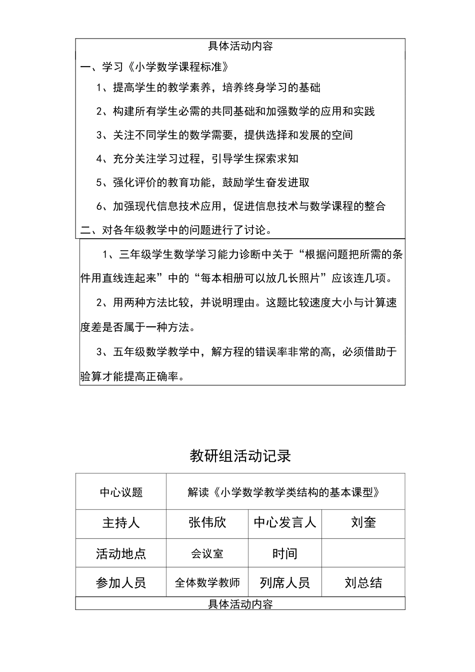 小学数学教研组活动记录(内容)_第3页