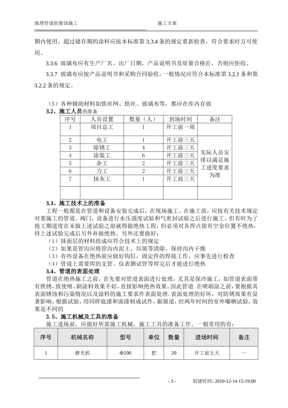 地埋管道防腐蚀施工方案_第3页