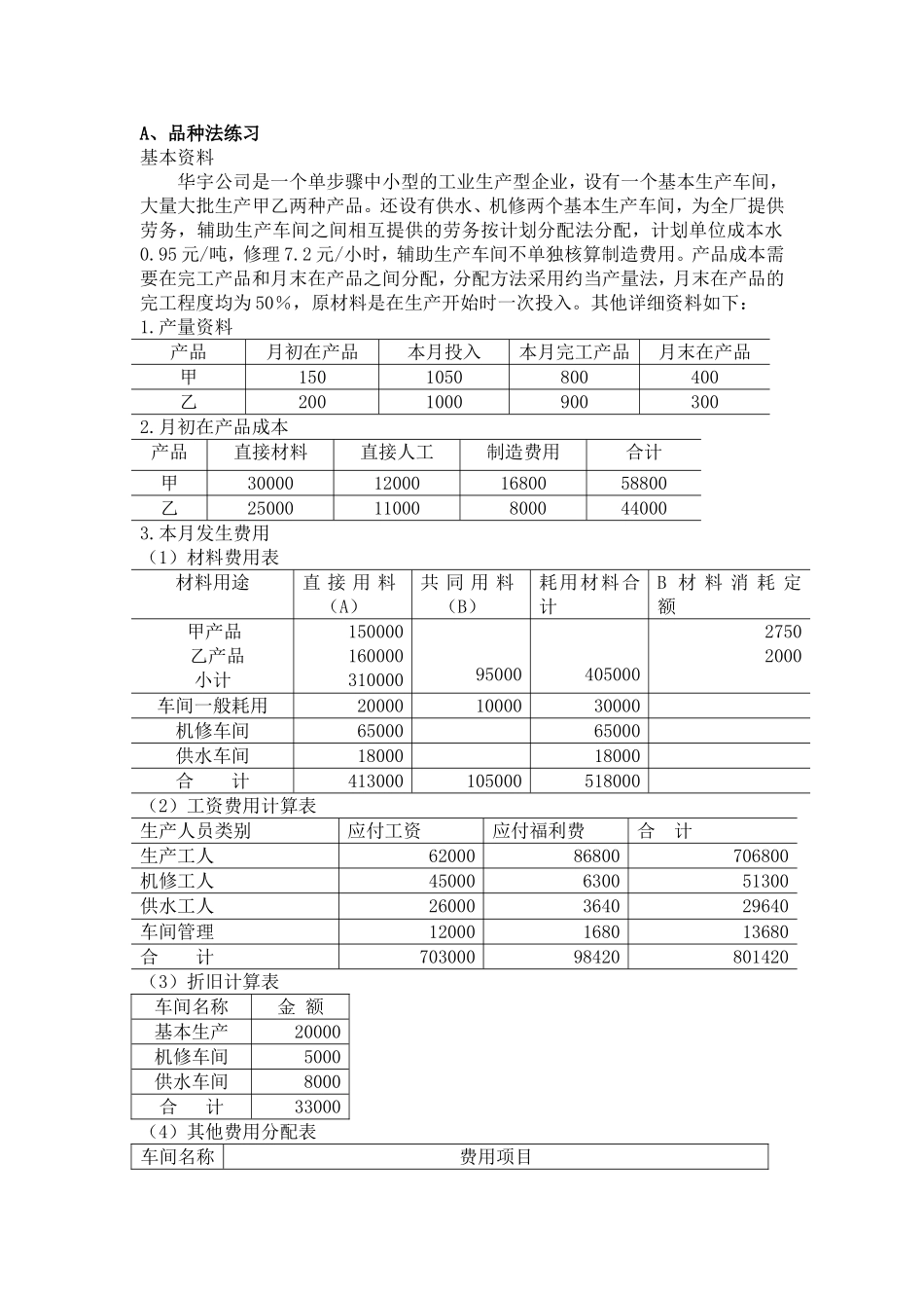 成本会计练习题二_第1页