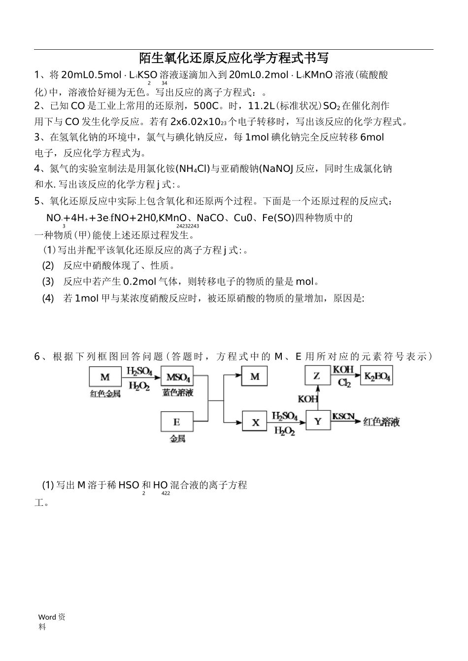 陌生氧化还原反应方程式的书写_第1页
