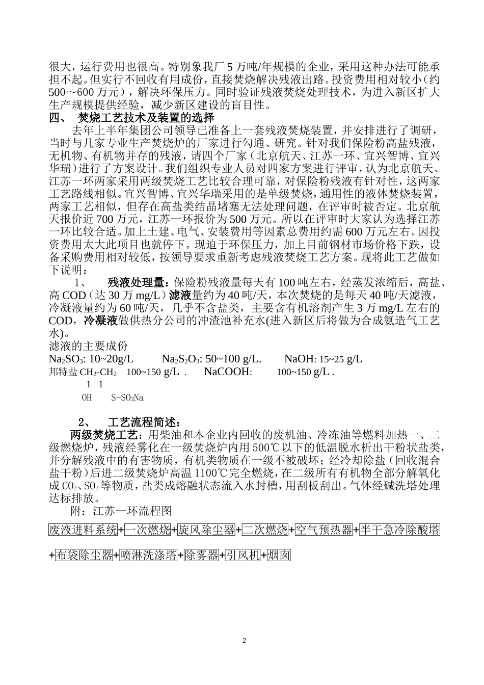 保险粉残液焚烧处理方案_第2页