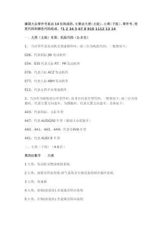 大众备件号编码规则