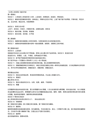 正常人体结构重点内容