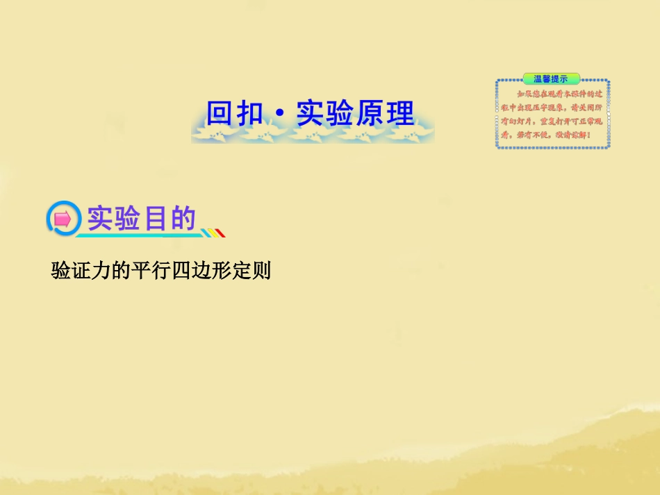 【全程复习】(广西专用)2014年高考物理一轮复习 第一章 实验一 (二)验证力的平行四边形定则课件 新人教版_第2页