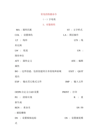 CAD中常用的快捷键