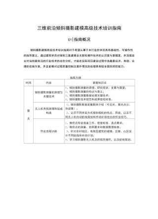 三维前沿倾斜摄影建模高级技术培训指南