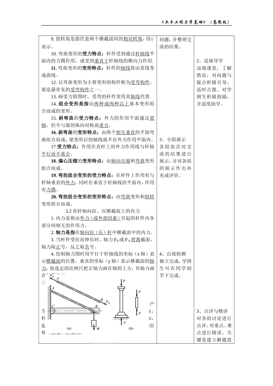 《杆件的四种基本变形及组合变形、 直杆轴向拉、压横截面上的内力》教学设计_第2页