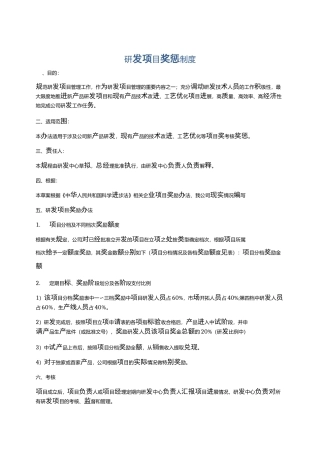 研发项目奖惩制度
