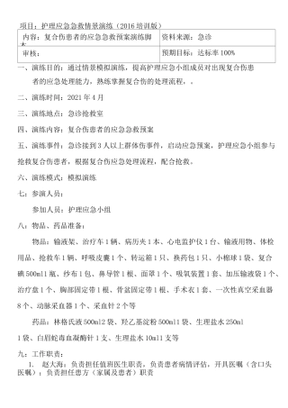 多发伤急救预案演练脚本1