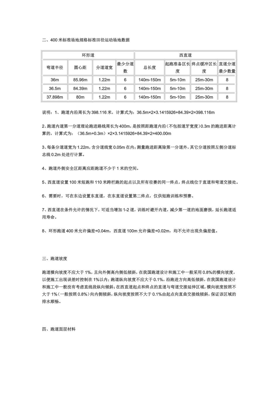 标准塑胶跑道田径运动场地数据_第2页