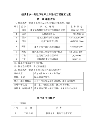 地下车库土方开挖工程施工方案
