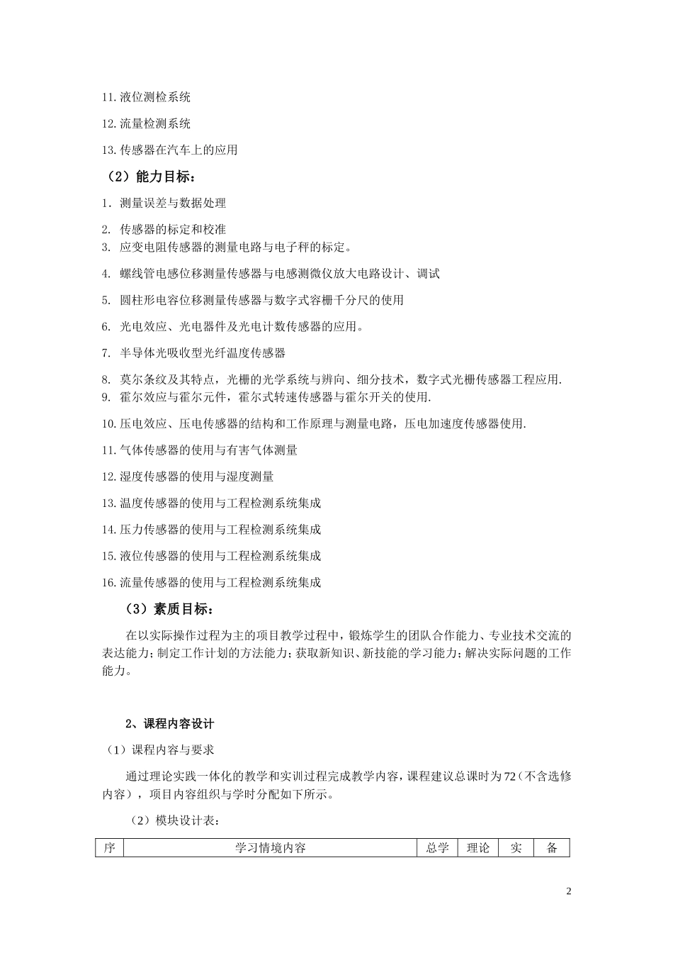 传感器与检测技术课程标准_第2页