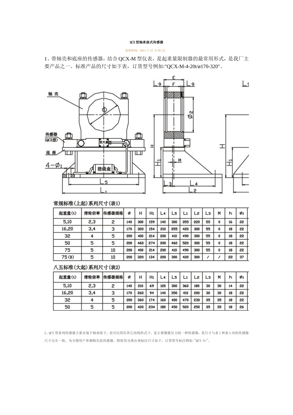 QCX型轴承座式传感器_第1页