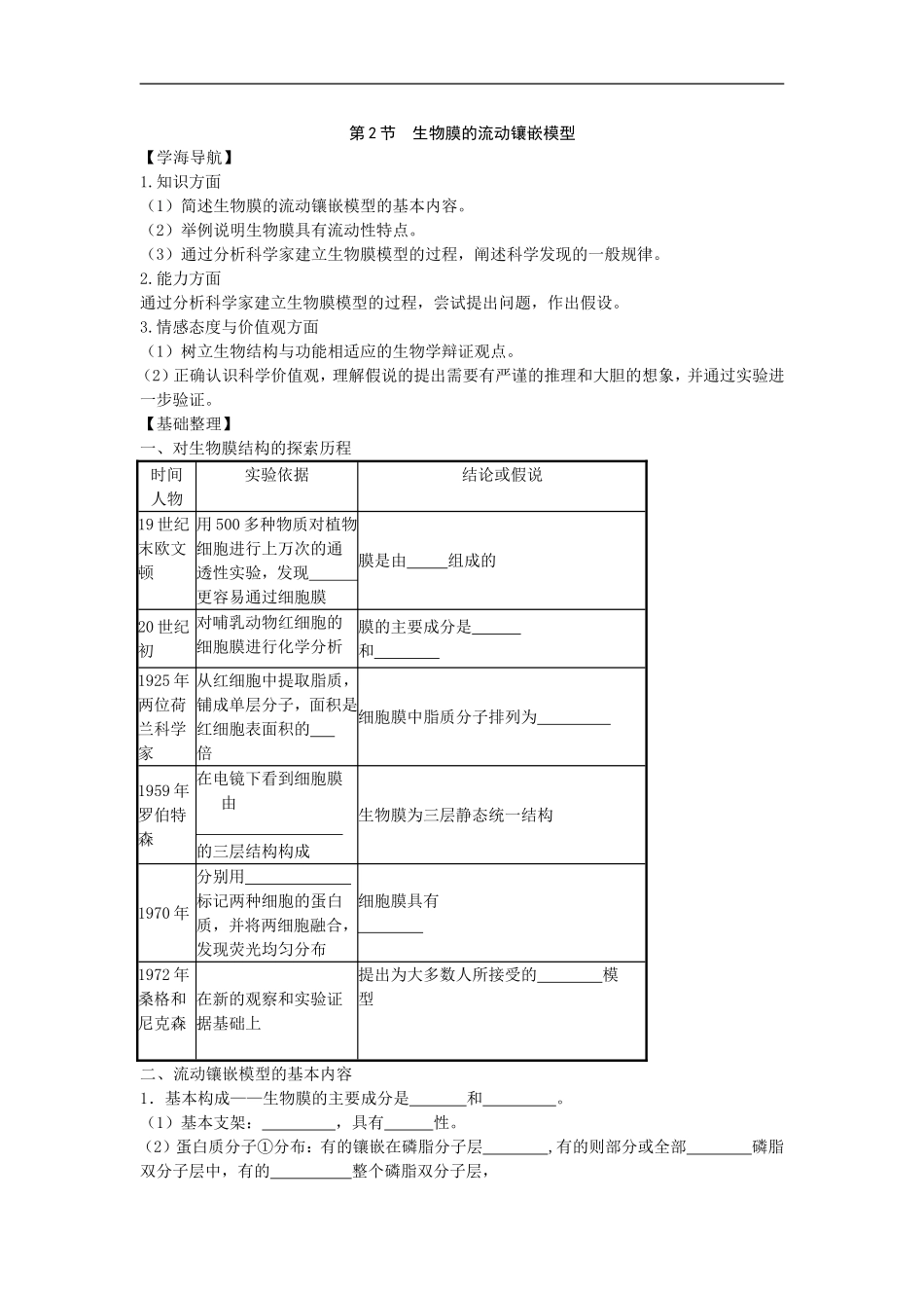 [同步练习]第12课生物膜的流动镶嵌模型_第1页
