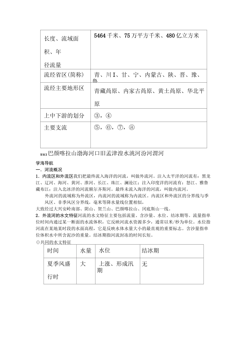 中国的河流和湖泊学案_第3页