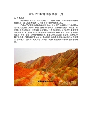 常见的16种地貌总结