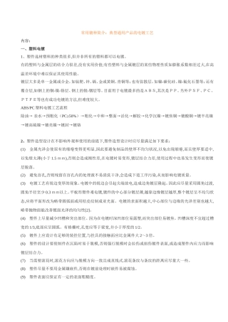 常见电镀镀种简介