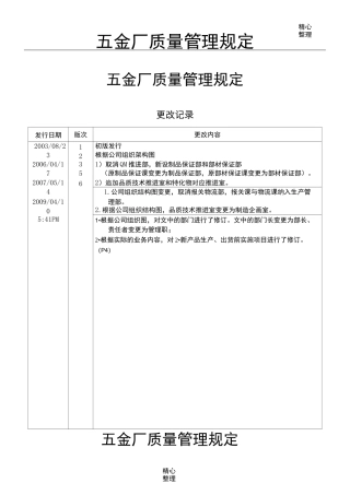 五金厂质量的管理